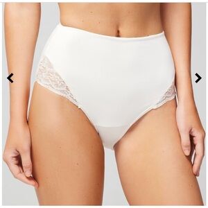 NWT Soma Vanishing Tummy High-Waist Brief with lace trim in Ivory.